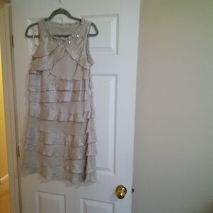 Gold Ruffled Tiered Mini Sundress